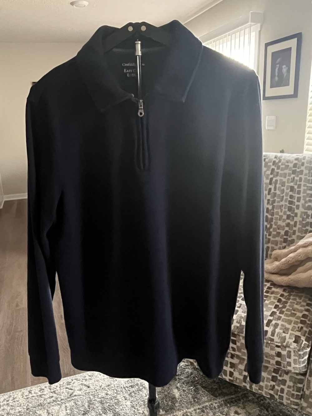Men's Croft & Barrow Easy-Care Quarter-Zip Fleece Pullover - Navy Blue, Size L